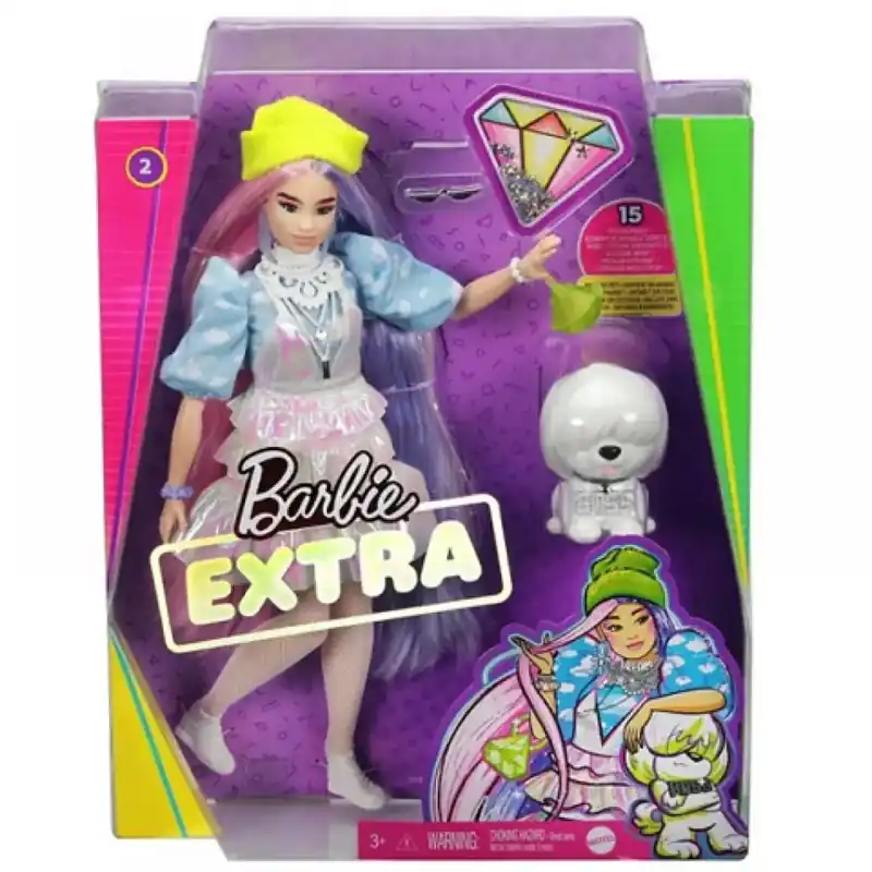 Barbie Extra Baba csillogó ruhában, kiskedvenccel - Mattel Vedd meg online