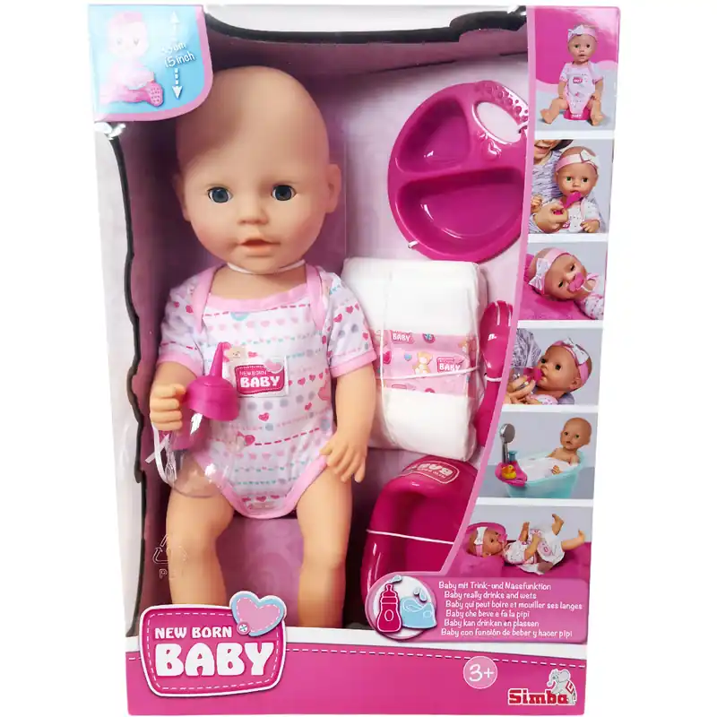 Árcsökkenés New Born Baby Pisilős baba kiegészítőkkel 38cm - Simba Toys