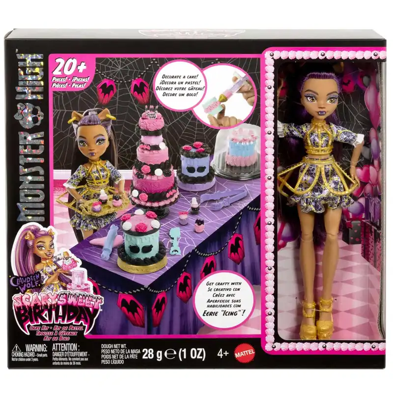 Azonnali szállítás Monster High Scary Sweet Birthday – Clawdeen Wolf baba tortadíszítő játékszett - Mattel