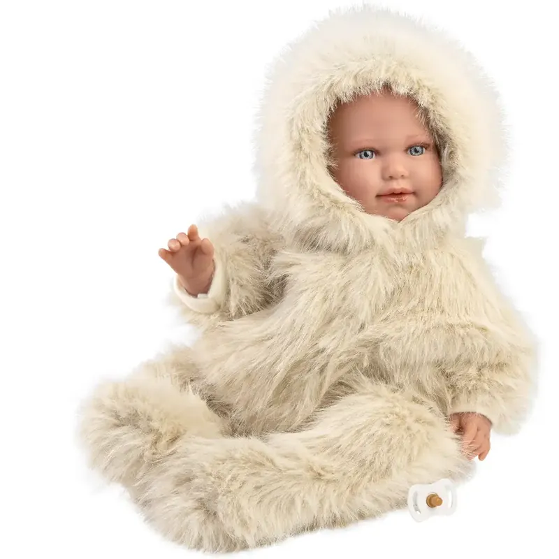 Llorens Alicia 45cm-es síró baba cumival bársony bundában Népszerű