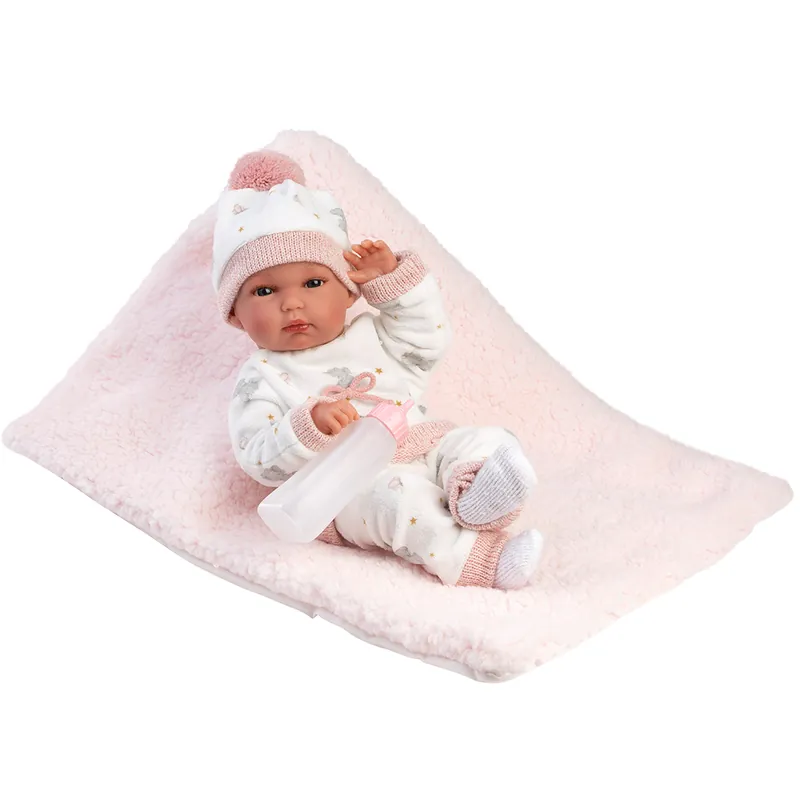 Árcsökkenés Llorens Bimba 35cm-es újszülött baba cumisüveggel és takaróval