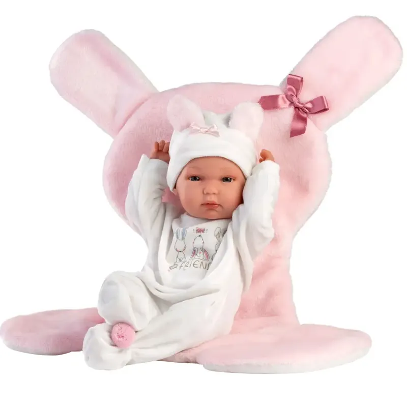 Legkelendőbb Llorens Bimba 35cm-es baba rózsaszín nyuszis hálózsákkal