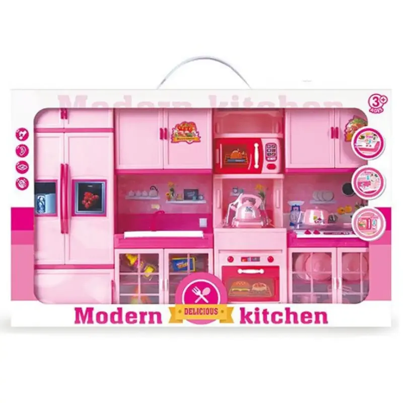 Modern Kitchen pink konyhaszett kiegészítőkkel, fénnyel és hanggal Expressz szállítás