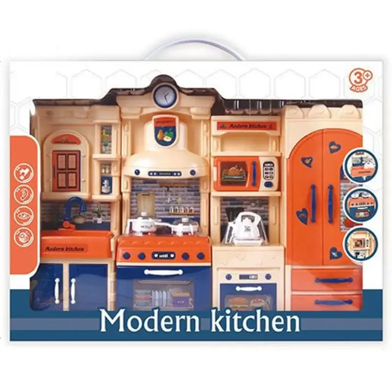 Modern Kitchen kék-narancs konyhaszett fénnyel és hanggal Expressz szállítás