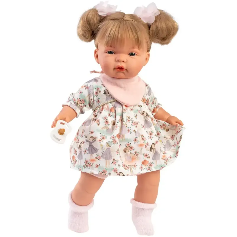 Llorens Joelle 38cm-es síró baba cumival nyári ruhában Szuper ajánlat