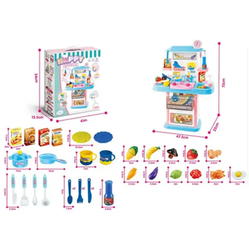 Biztonságos vásárlás Happy Kitchen játékkonyha kiegészítőkkel 72x22x47,5cm