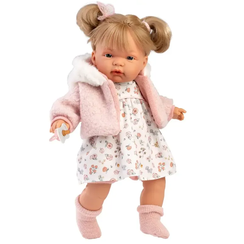 Gyors kiszállítás Llorens Joelle 38cm-es baba hanggal virág mintás ruhában