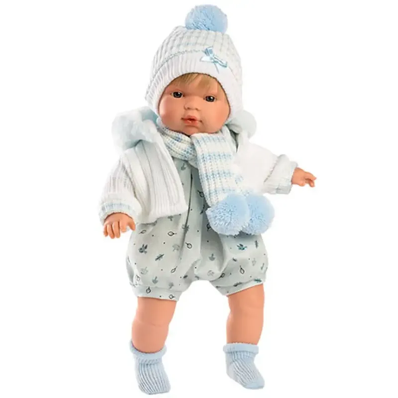 Llorens Sasha 38cm-es síró baba kék-fehér sapiban Expressz kézbesítés