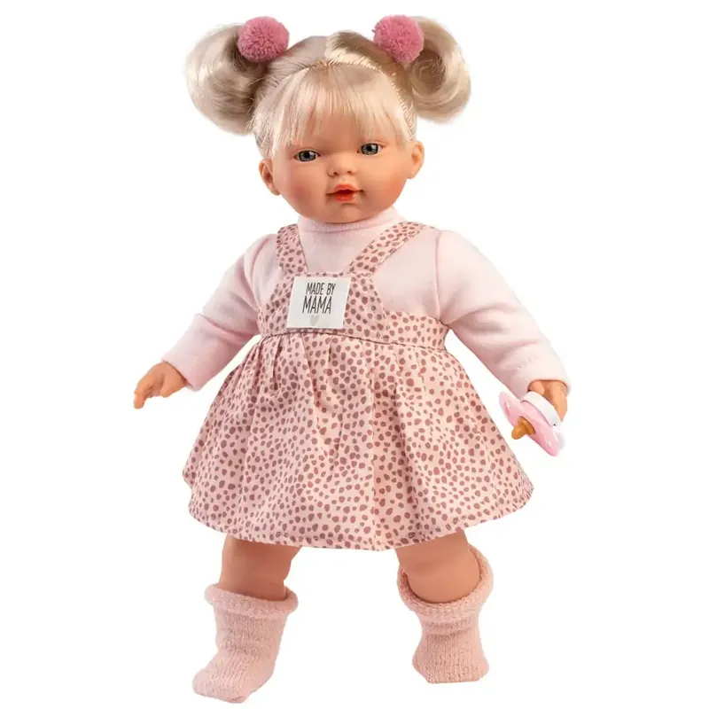 Kihagyhatatlan ajánlat Llorens Roberta 33cm-es síró baba cumival pöttyös ruhában