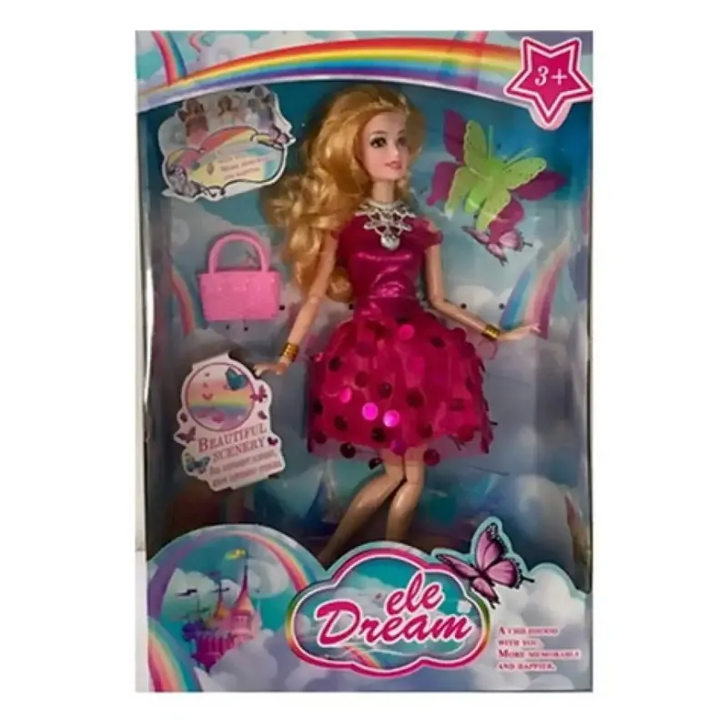 Azonnal elérhető Dream Girl divatbaba pink koktélruhában kiegészítőkkel 29cm