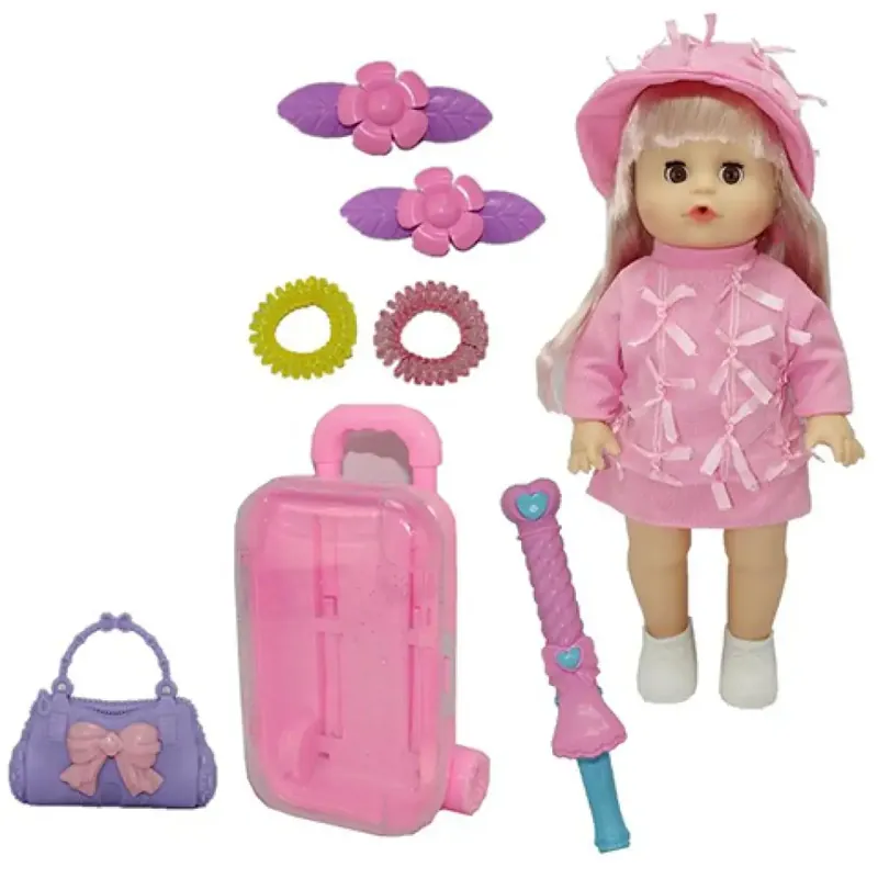Legkelendőbb Melani 36cm-es pisilő baba bőrönddel, kiegészítőkkel és hang effektekkel