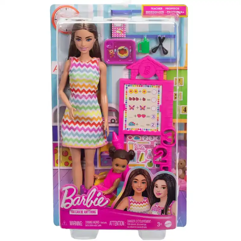 Népszerű Barbie barna hajú tanárnő karrierbaba játékszett kiegészítőkkel- Mattel