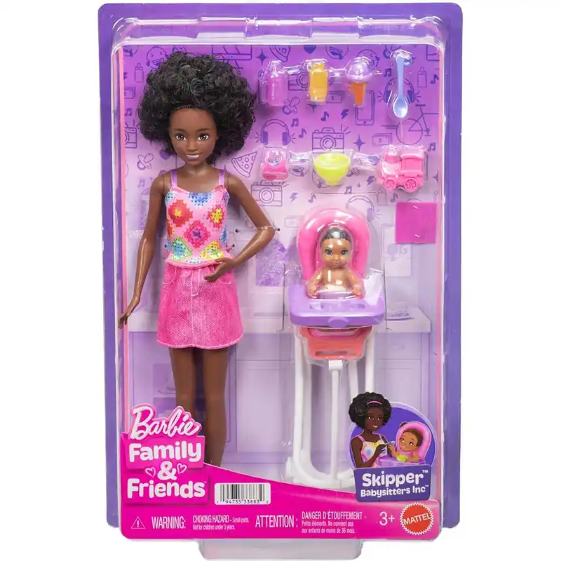 Biztonságos fizetés Barbie baba rózsaszín ruhában bébiszitter játékszett - Mattel
