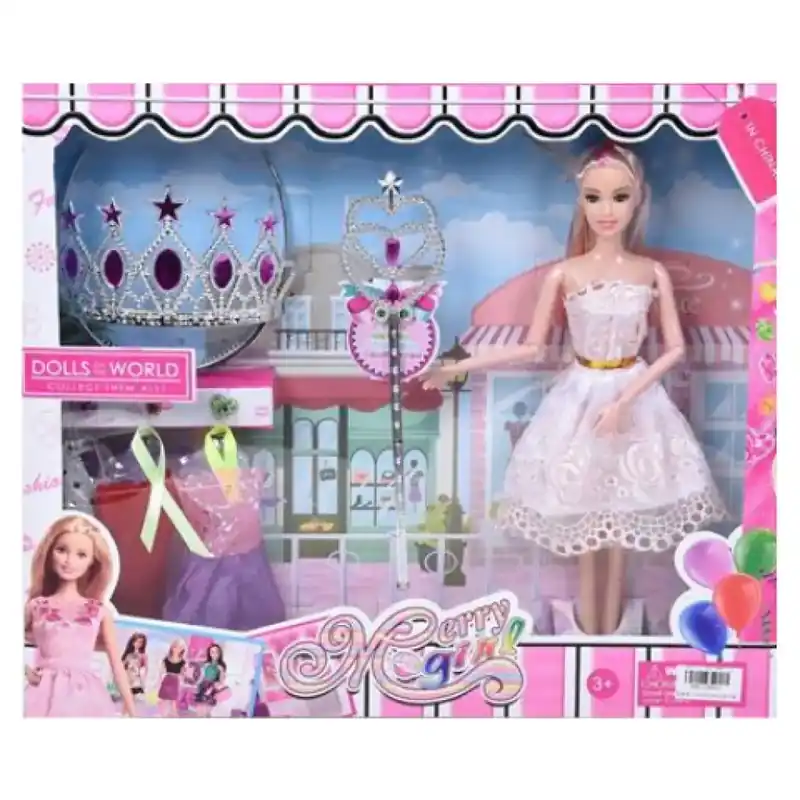 Dolls World Divat baba jogarral és tiarával Népszerű