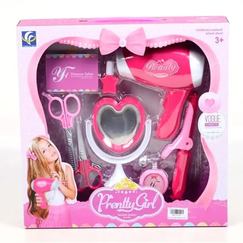 Legjobb ár Pretty Girl pink fodrász szett ollóval és hajszárítóval
