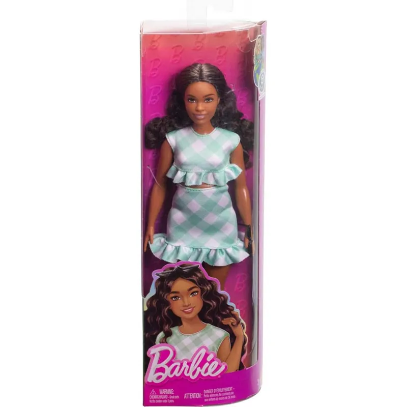 Barbie Fashionista stílusos baba zöld-fehér kockás ruhában - Mattel Kedvezményes ár