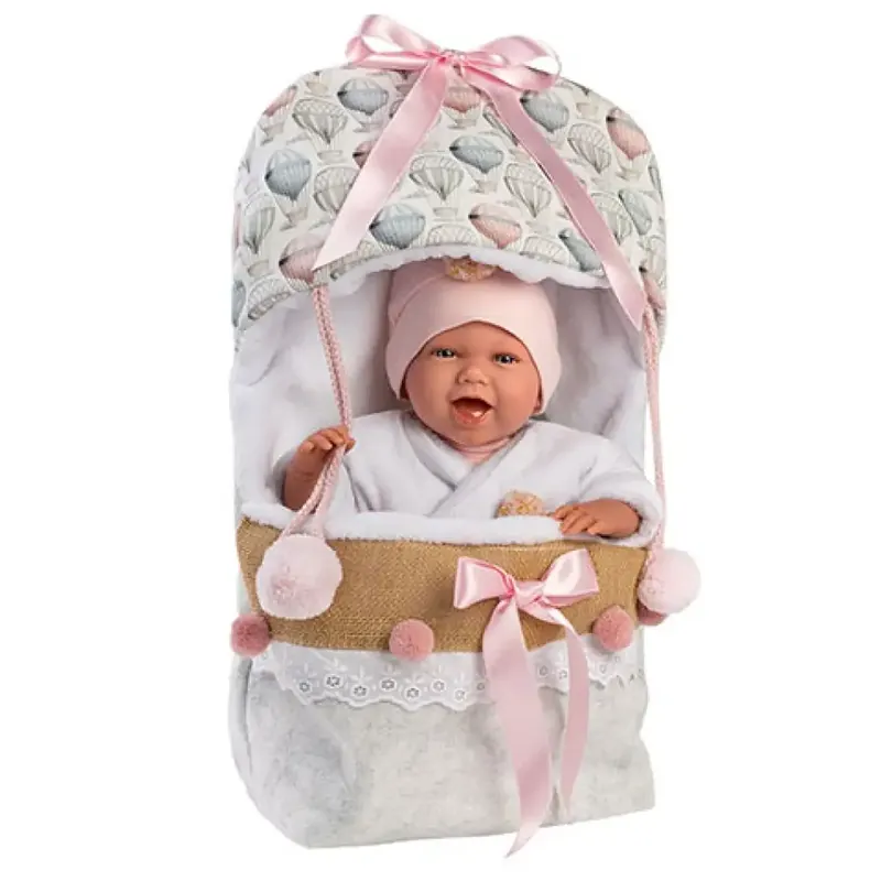 Llorens Mimi újszülött 40cm-es síró kislány baba pólyában Szezonális akció