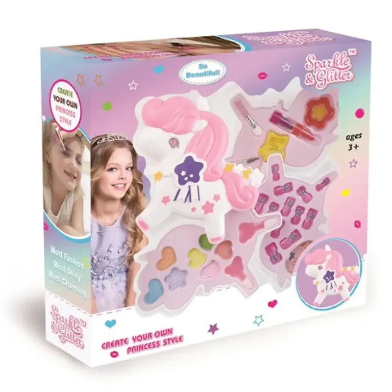 Sparkle Glitter póni alakú emeletes sminkpaletta játékszett Expressz kézbesítés