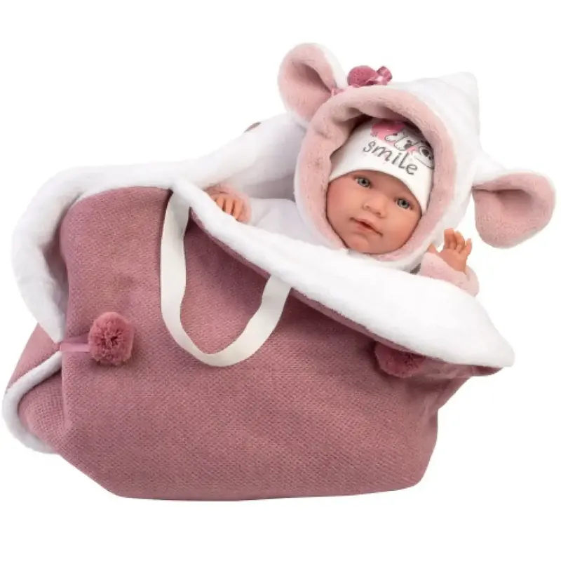 Llorens Mimi Llorana 42cm-es síró újszülött baba hordozóval Gyors szállítás