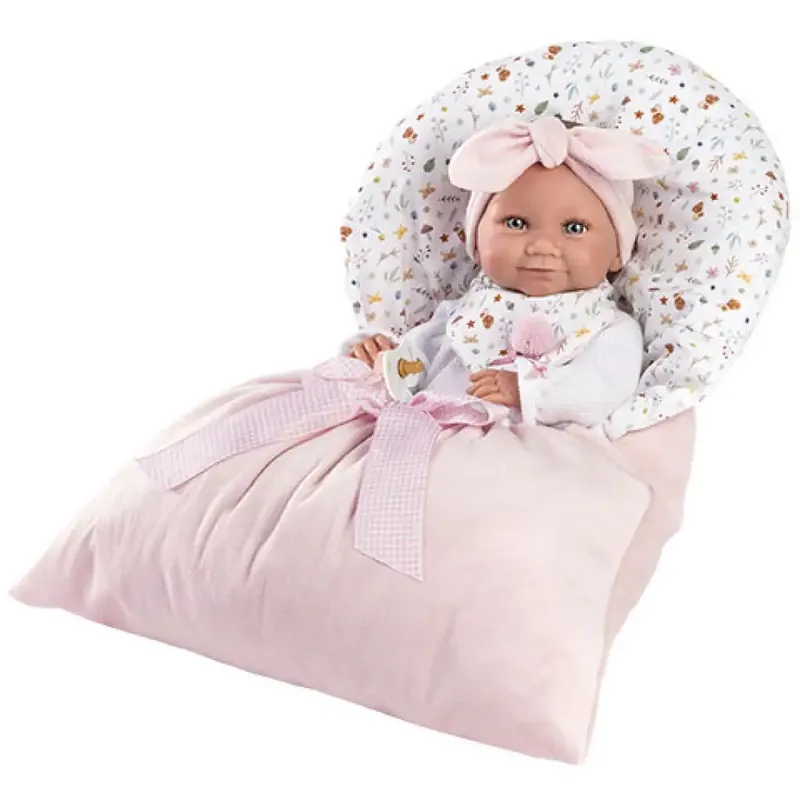 Kedvezmény Llorens 38cm-es újszülött lány baba rózsaszín hálózsákkal