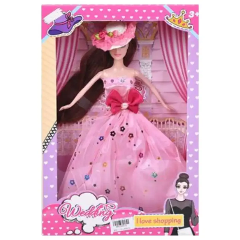 Vedd meg online Wedding Esküvői divat baba báli ruhában és kalapban 28cm-es