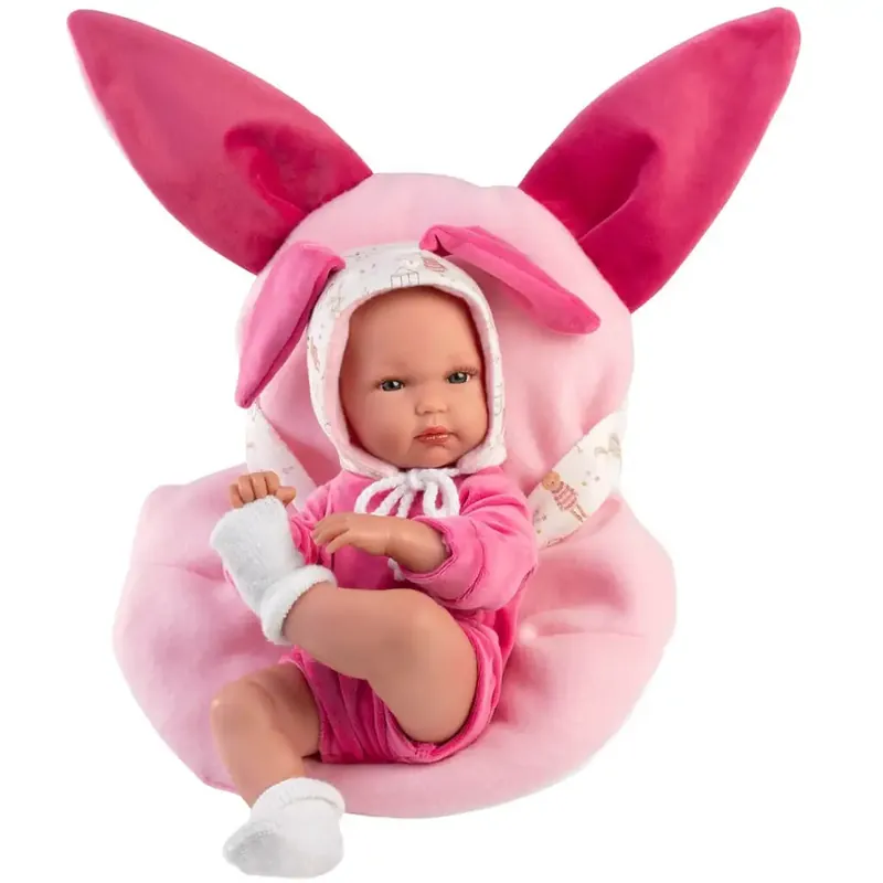Expressz szállítás Llorens Bimba újszülött baba rózsaszín nyuszis hordozóval 35cm