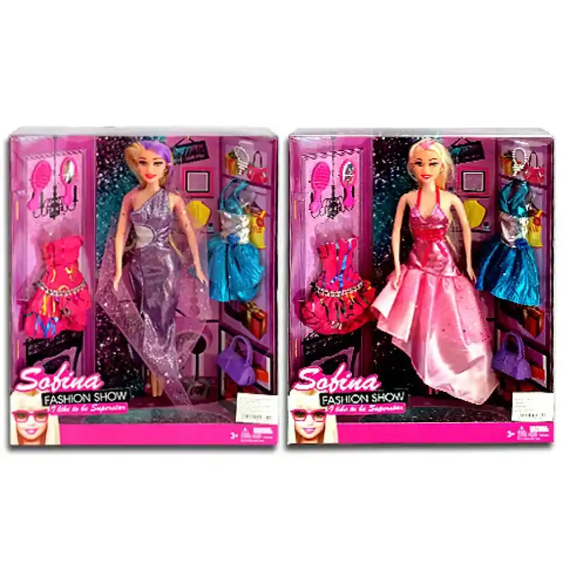 Sofia Fashion Show party ruhás baba extra ruhákkal és kiegészítőkkel 2 változatban Újdonság