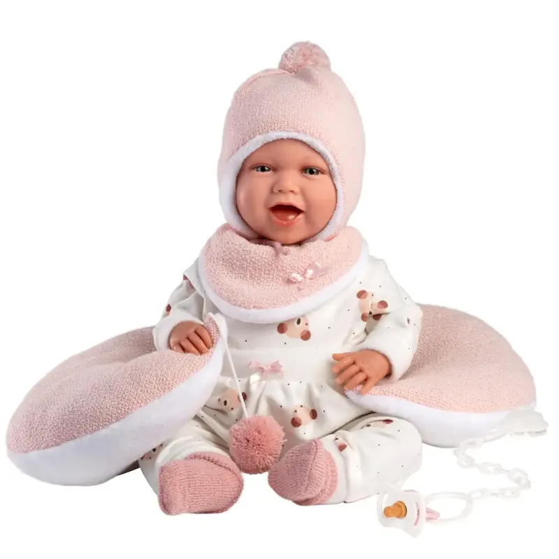 Korlátozott ajánlat Llorens Mimi 42cm-es baba hanggal, pocak párnával macis ruhában