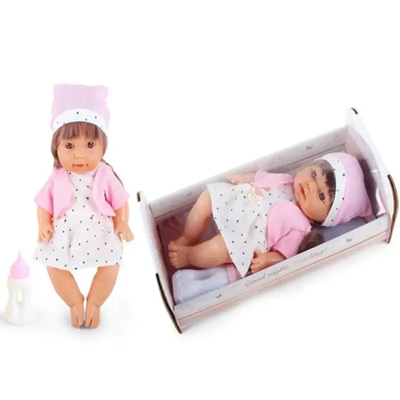 Expressz szállítás Pisilő baba csillagos ruhában hanggal és kisággyal 30cm