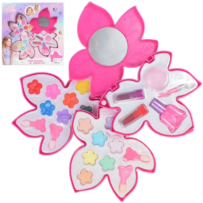 Exkluzív ajánlat Sparkle Glitter Falevél formájú háromszintes sminkszett tükörrel