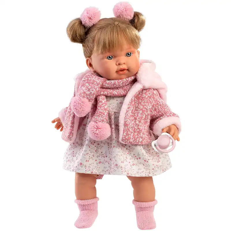 Biztonságos vásárlás Llorens Alexandra 42cm-es síró baba cumival rózsaszín kabátban