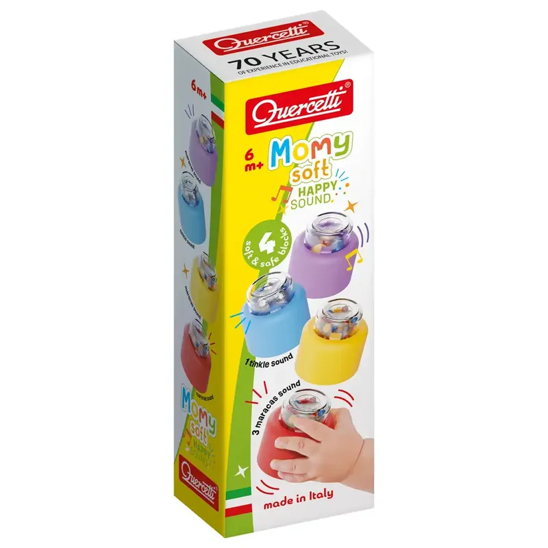 Újdonság Quercetti Momy Soft 4 db-os puha csörgős építőkocka szett