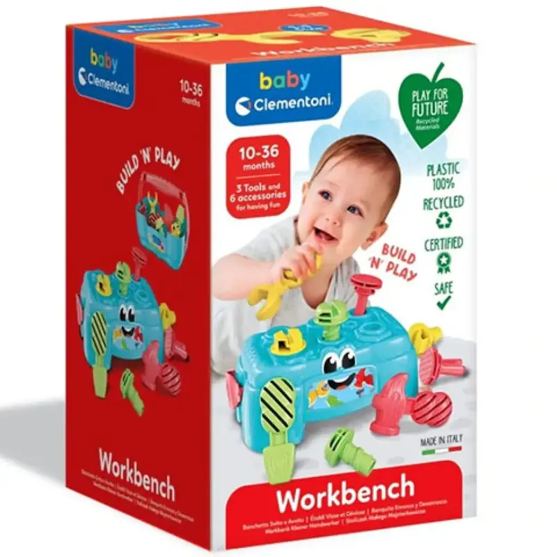 Biztonságos vásárlás 2az 1-ben munkapad és szerszámosláda szerszámokkal - Clementoni baby