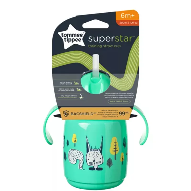 Végkiárusítás Tommee Tippee Superstar Zöld Szívószálas Tanuló Itatópohár 300ml