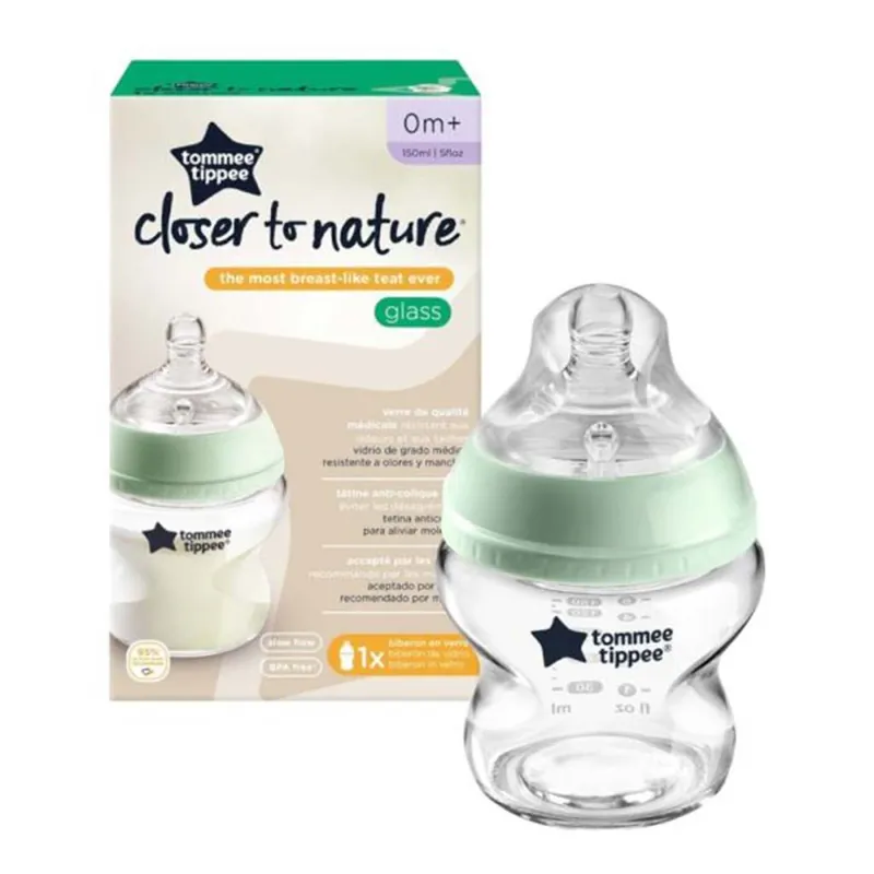 Tommee Tippee Closer To Nature átlátszó üveg cumisüveg 150ml (0 hó+) Gyors szállítás