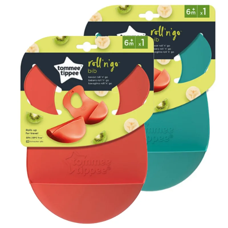 Vásárlói kedvenc Tommee Tippee Roll‘N‘Go szilikon vállpántos előke több változatban