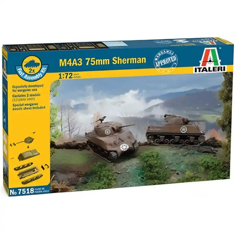 Kiárusítás Italeri 1/72 M4A3 75mm Sherman tank 2db-os makett szett