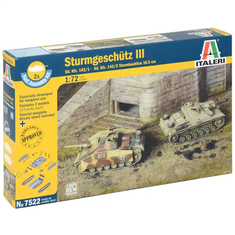 Italeri 1/72 Sturmgeschütz III rohamlöveg 2db-os makett szett Korlátozott ajánlat