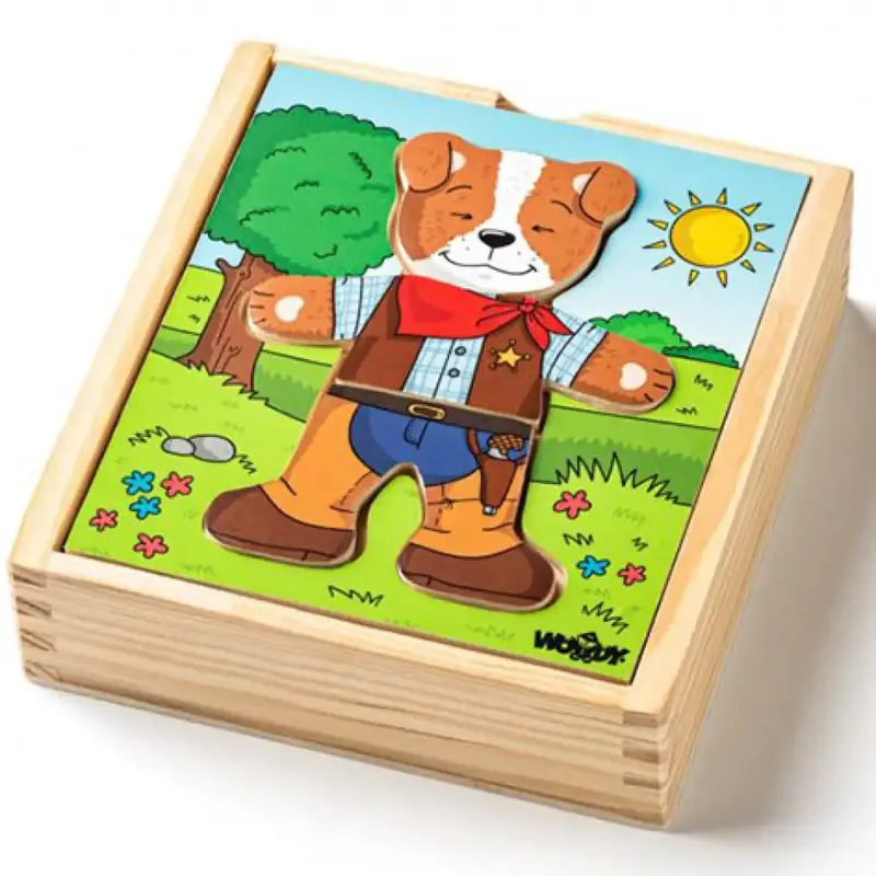 Prémium Öltöztethető kutyus fa puzzle 18db-os - Woodyland