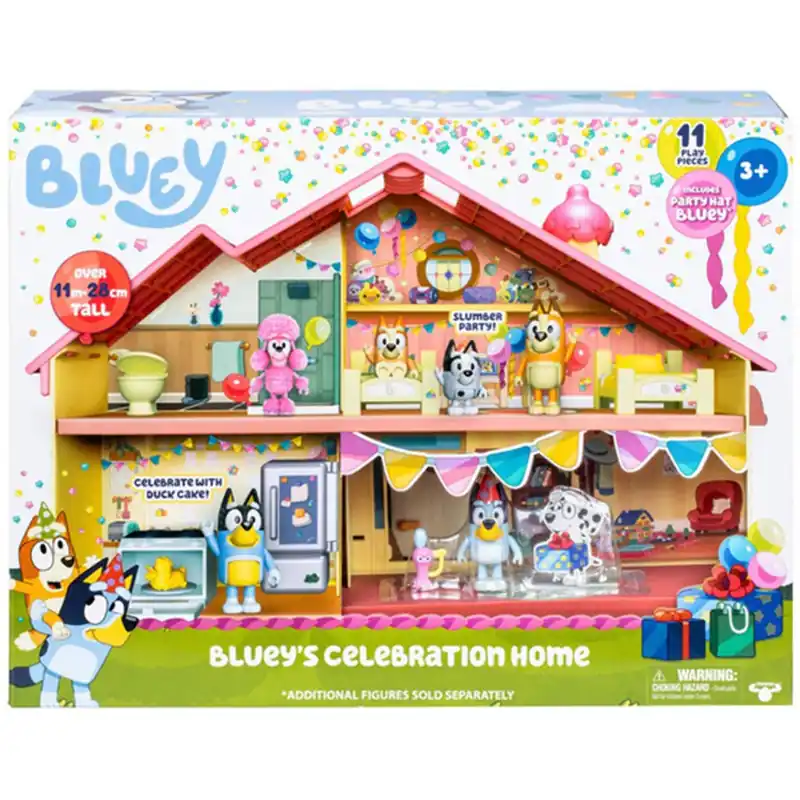 Legjobb ár Bluey Ünnepi családi ház játékszett ünneplő Bluey figurával