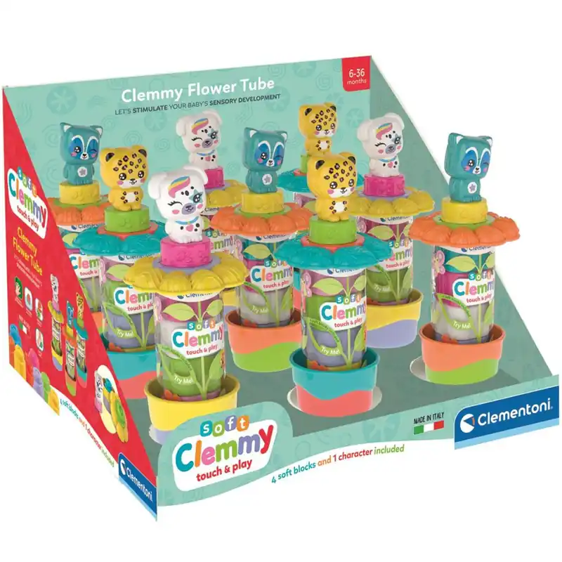 Legkelendőbb Clemmy Puha színes építőkockák figurával virágos tárolóban 1db - Clementoni