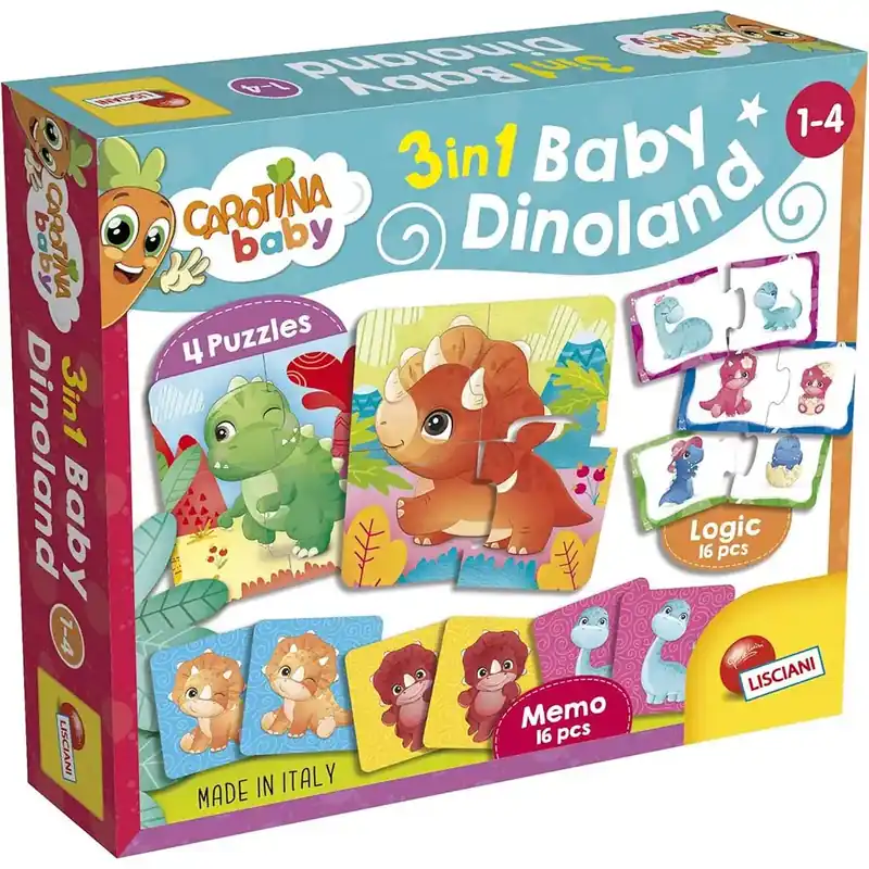 Carotina baby Dinoland 3 az 1-ben memo, puzzle és párosító játék - Lisciani Rendeld meg most