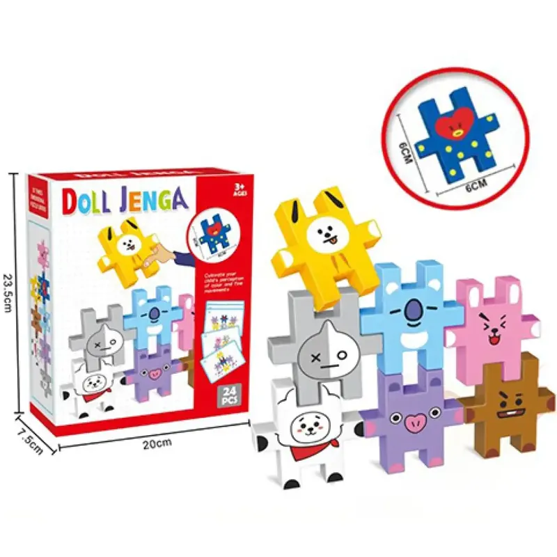 Biztonságos fizetés Színes Jenga 24db-os állatos puzzle 6cm-es elemekkel