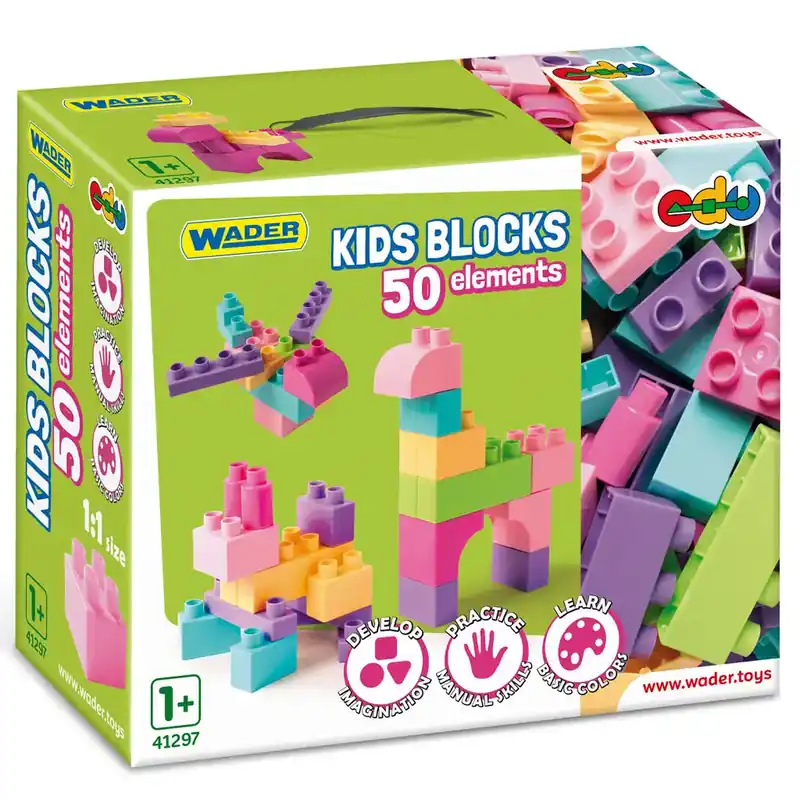 Azonnal elérhető Kids Blocks pasztell építőelemek 50 db-os szett - Wader