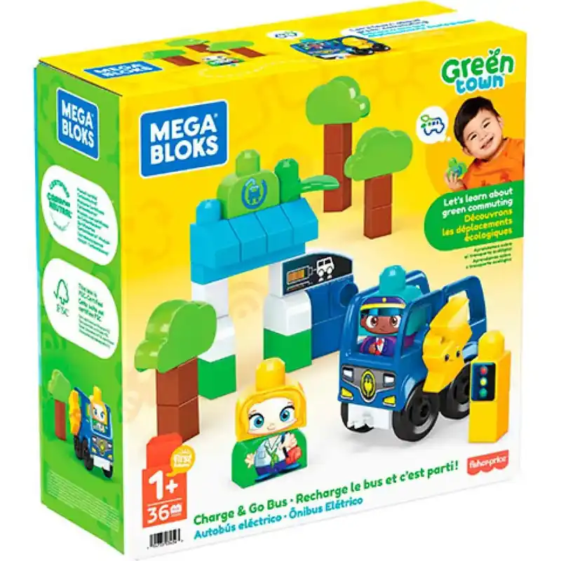 Exkluzív ajánlat Fisher-Price Green Town buszmegálló töltőállomással építőjáték - Mega Bloks
