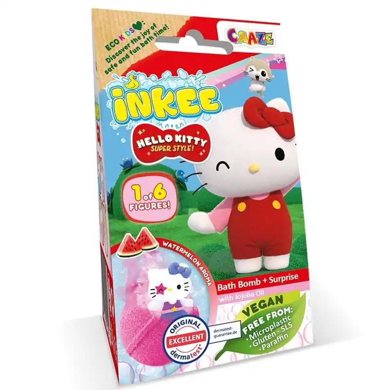 Craze Inkee Vegán fürdőgolyó csomag gyűjthető Hello Kitty figurával - Dinnye aromával Legnépszerűbb