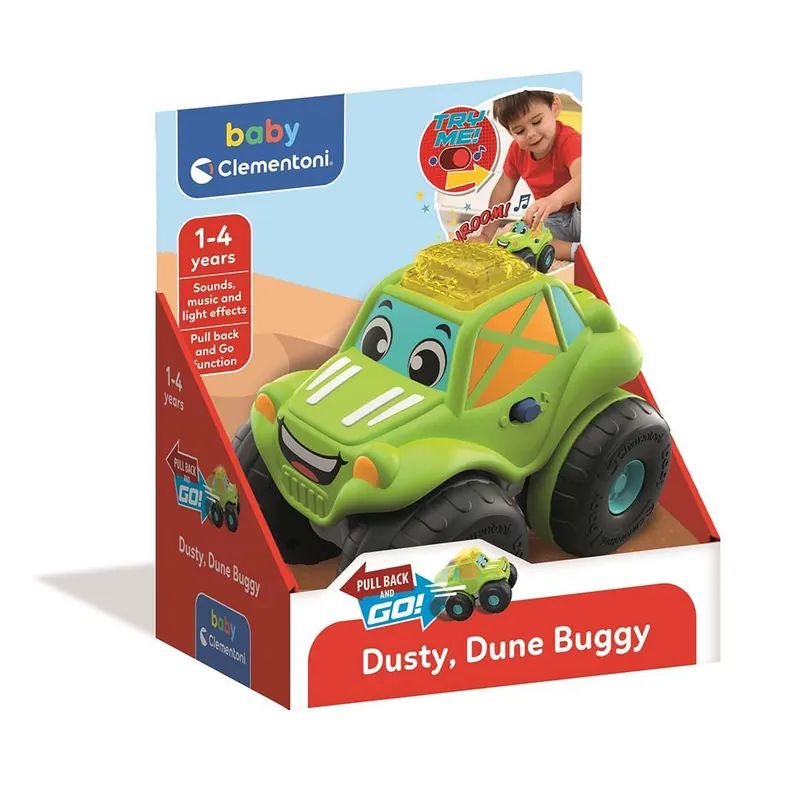 Dusty, hátrahúzós baby dűne buggy hanggal és fénnyel - Clementoni Gyors szállítás