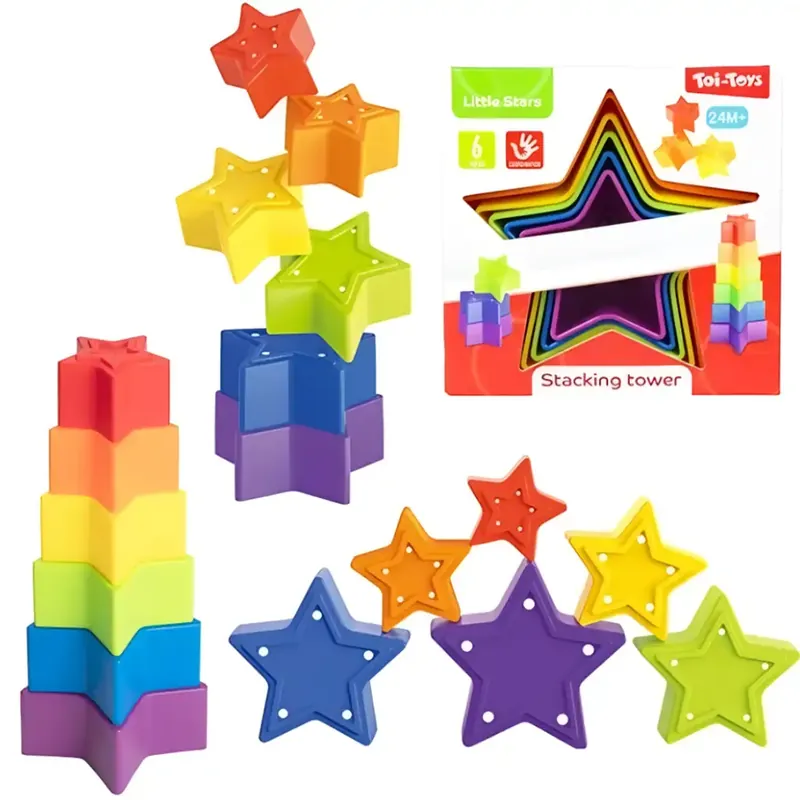 Expressz kézbesítés Little Stars Színes csillag formájú toronyépítő bébijáték