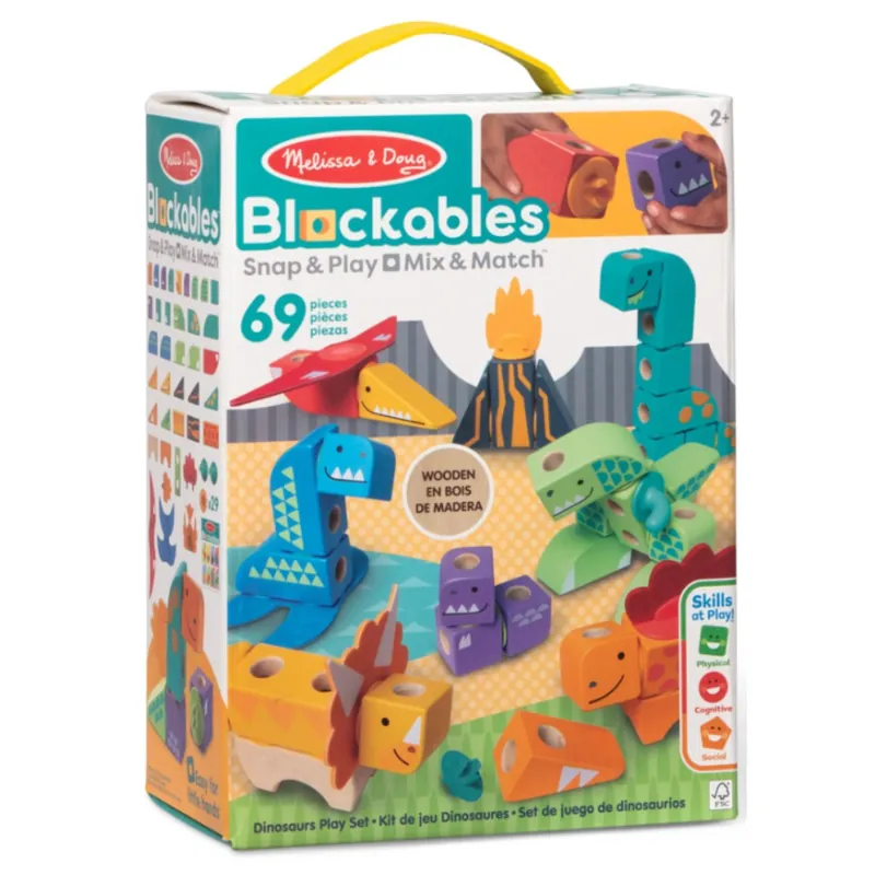 Prémium Melissa Doug Blockables Dinoszauruszos építőjáték 69db-os