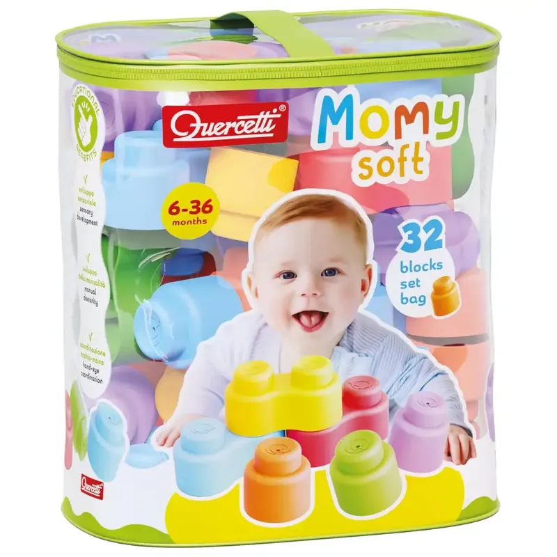 Újdonság Quercetti Momy Soft 32 db-os puha építőkocka szett